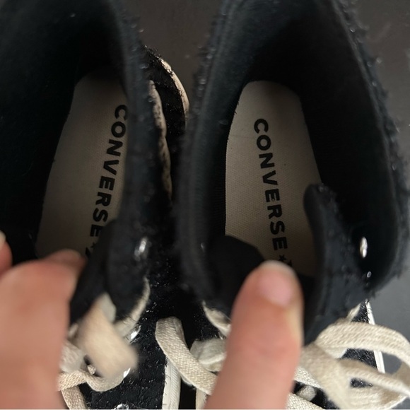 Converse Women's Chuck Taylor All Star Lift Hi Tweed Fabric BLACK WHITE Size 7 - Picture 7 of 11